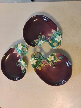 Fitz and Floyd Classics Eggplant Canape Plates set of three